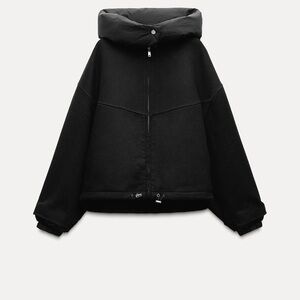 Wool Blend Black Hooded Jacket